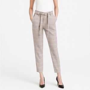 Joie‎ plaid pants tie belt dress pants trousers tan blue size 10